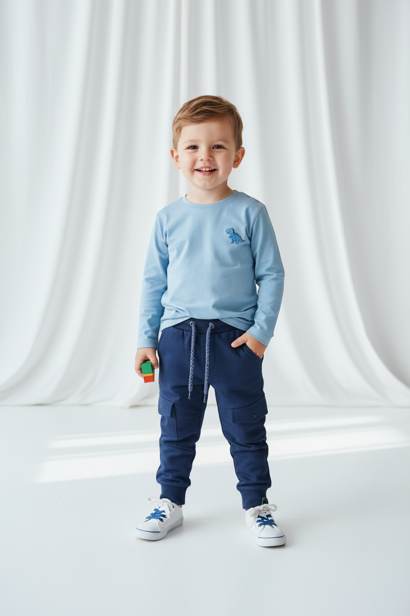 Jogging bleu marin poche jambe gauche