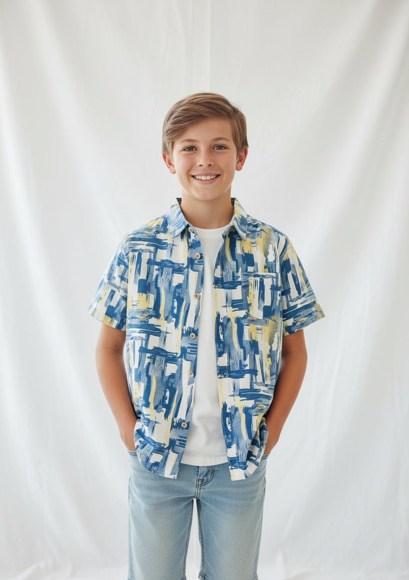 Chemise manche court, imprimé abstrait