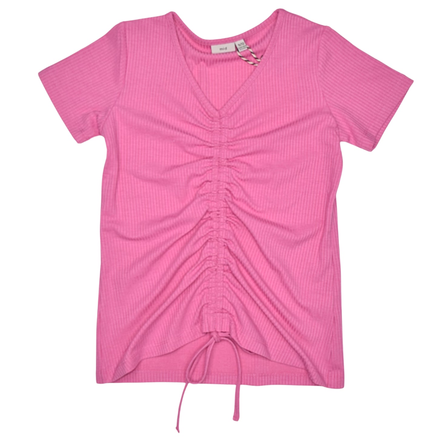 T-shirt froncé à cordon Rose