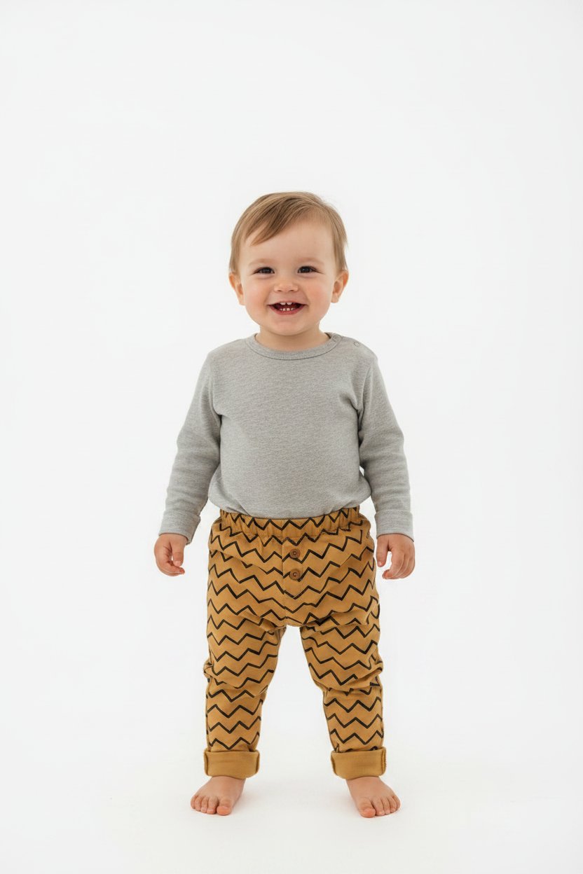 Jogging motif zigzag camel et noir