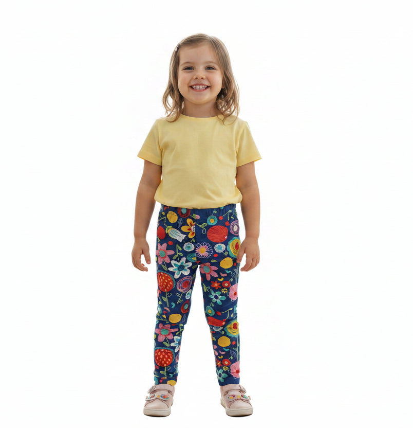 Leggings Bleu avec nombreuses fleurs