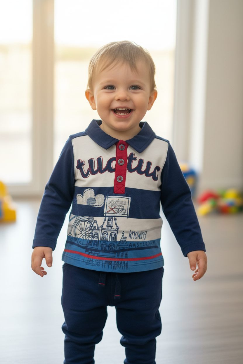 Polo manches longues+ pantalon coton ouater Tuctuc visite la ville en Bicyclette