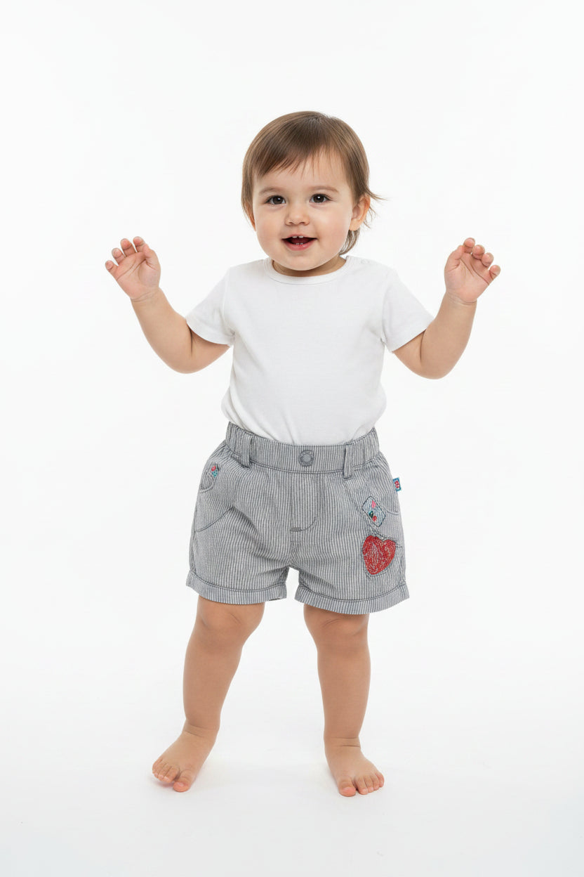 Short rayé gris