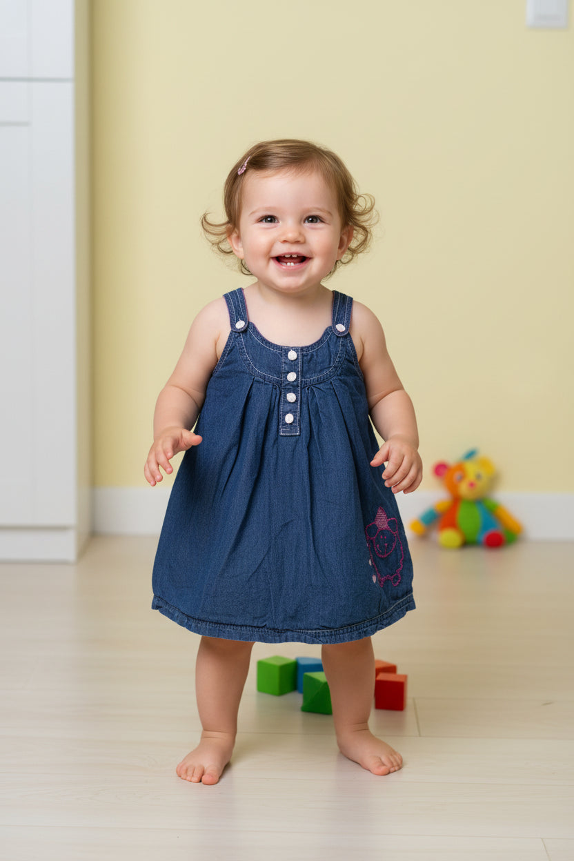 Robe jeans mouton rose