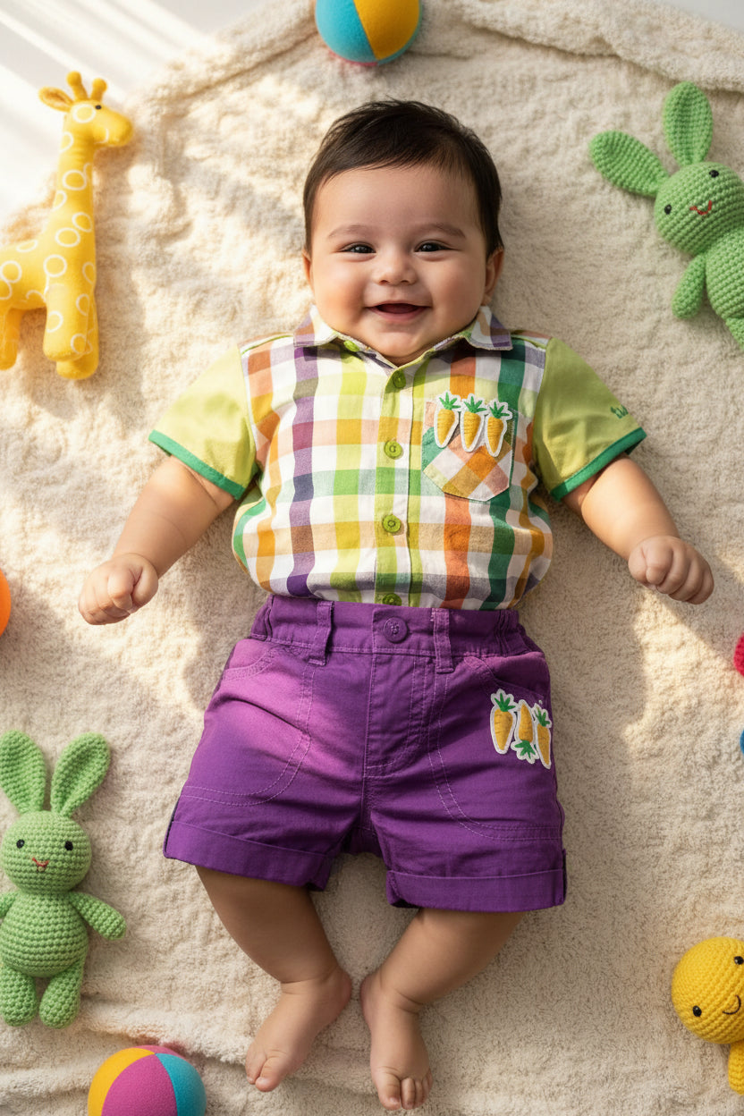 Ensemble chemise et shorts thème les légumes