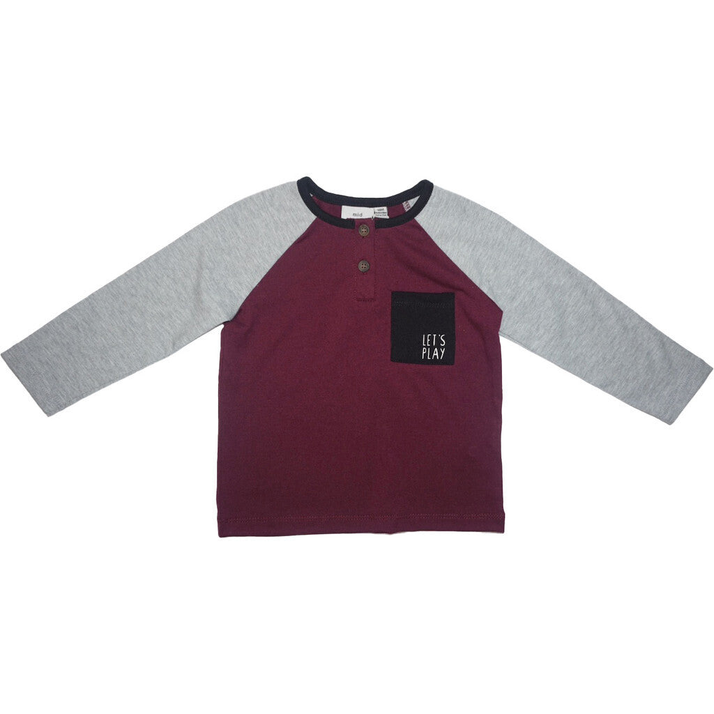 Chandail manches raglan Bourgogne