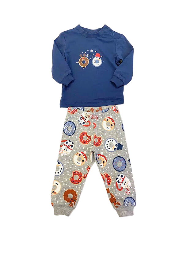 Ensemble pyjama beigne de Noel bleu