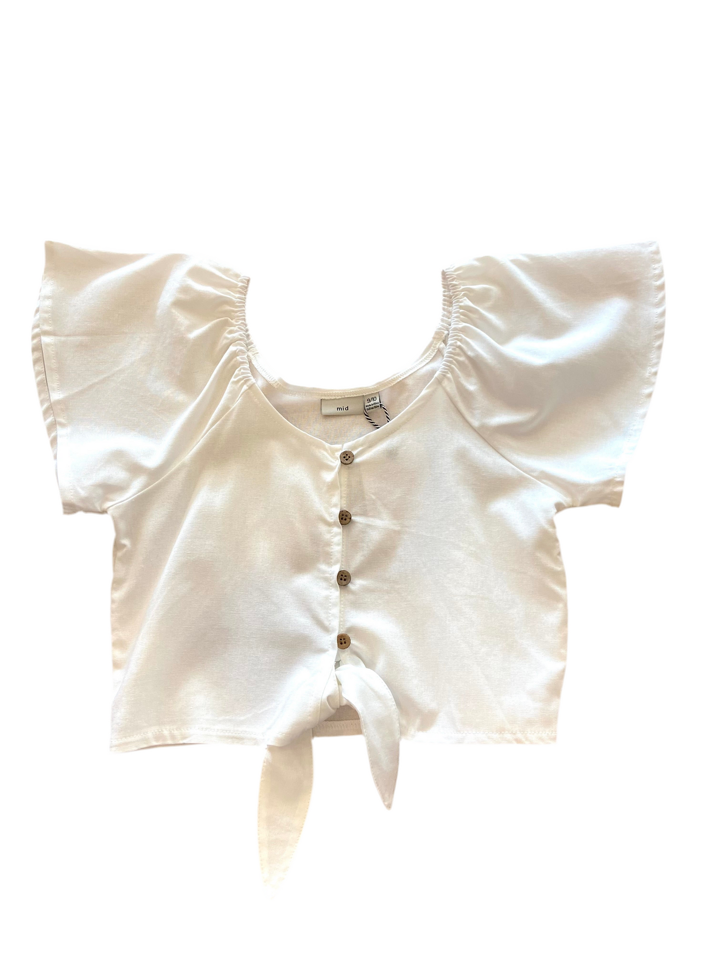 Blouse uni blanche avec cordon