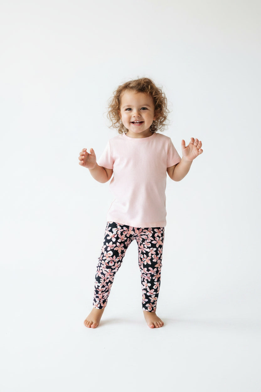 Legging noir fleuri
