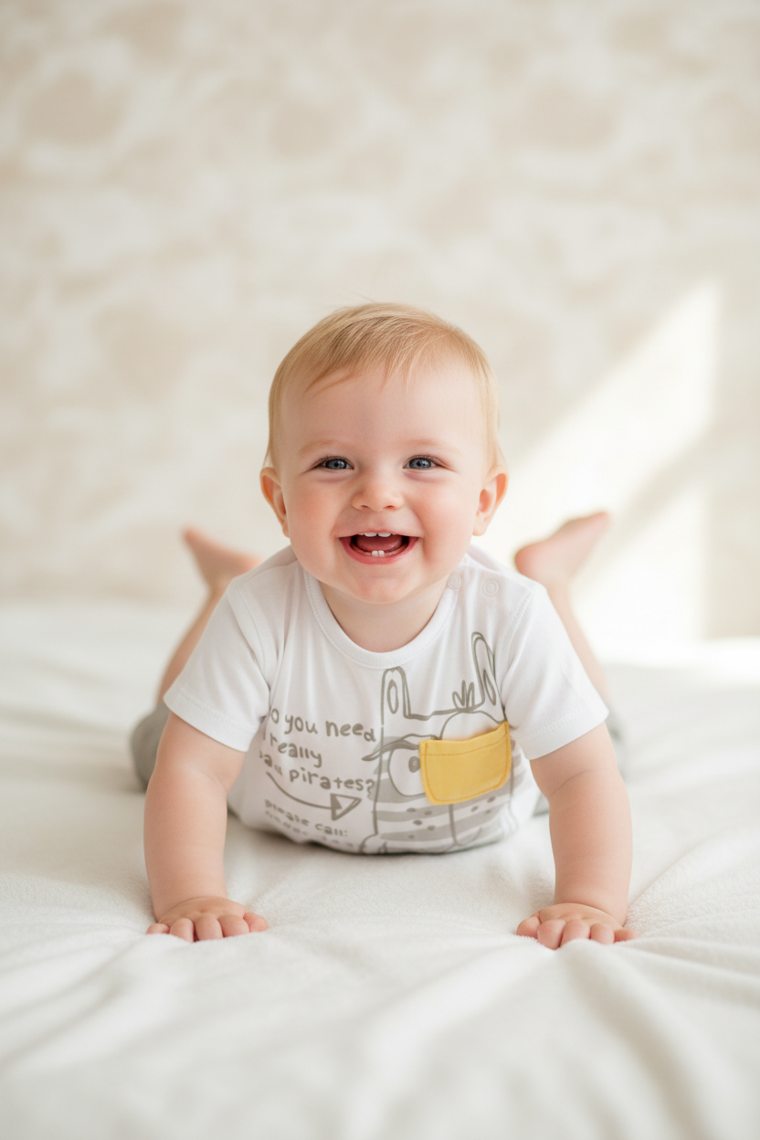 Ensemble t-shirt blanc monstre et pantalon gris