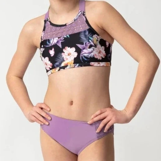 Maillot 2 pièces à motif fleuri Lilas