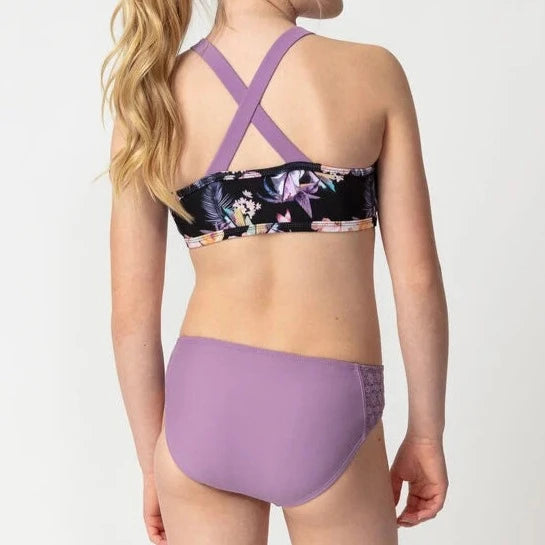 Maillot 2 pièces à motif fleuri Lilas
