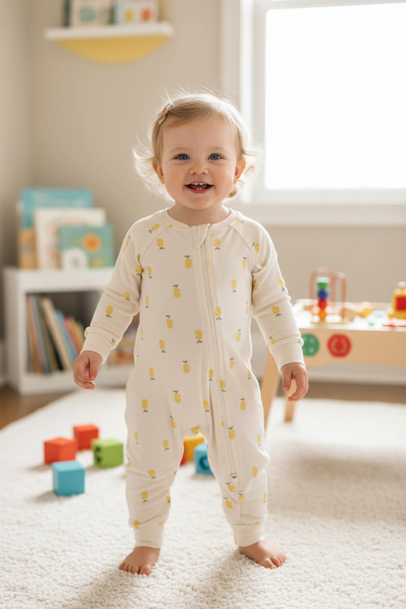 Pyjama / Grenouillère en coton bio | Citron