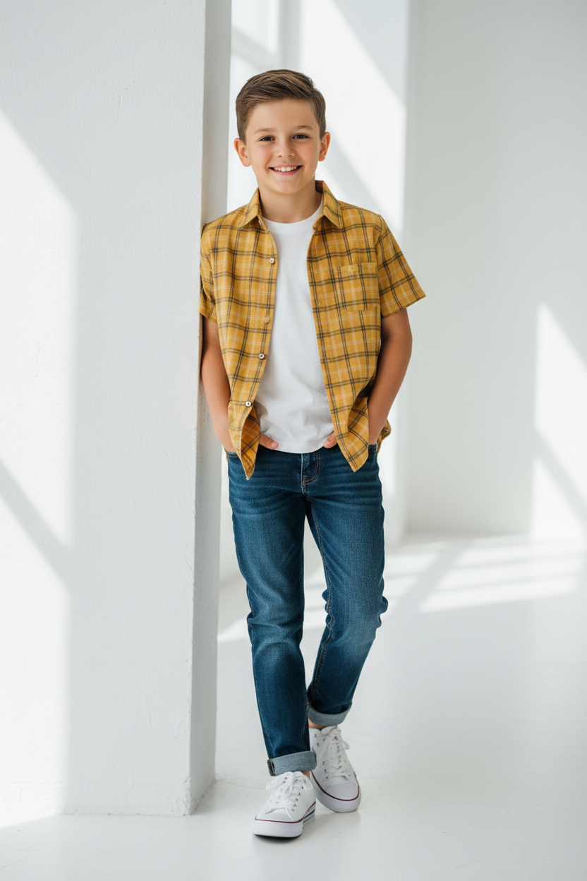 Chemise jaune à carreaux