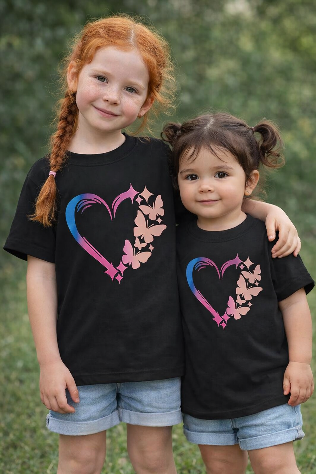 T-Shirt Coeur Papillion - Noir