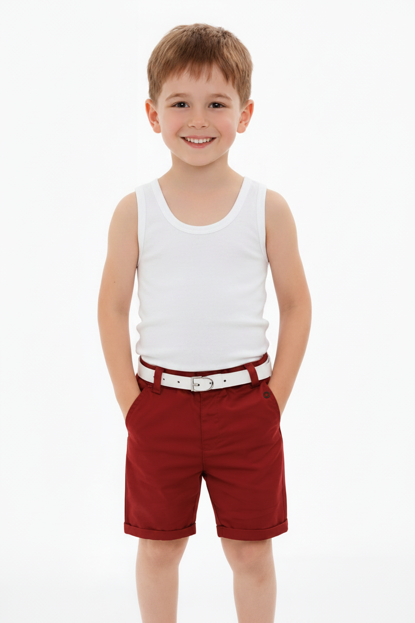 Short Rouge Passion + Ceinture Blanche