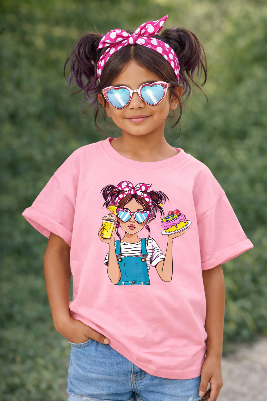 Chandail Manche Courte - Fille a la pâtisserie - Rose