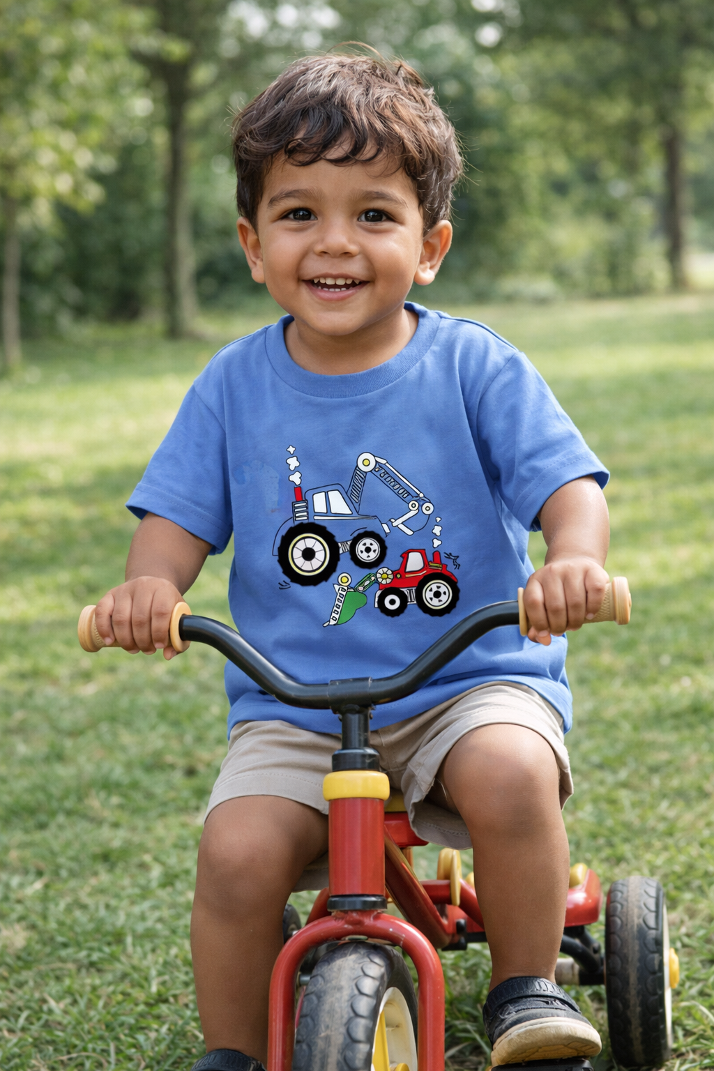 T-shirt Tracteur Bleu et Rouge - ModĂšle Bleu