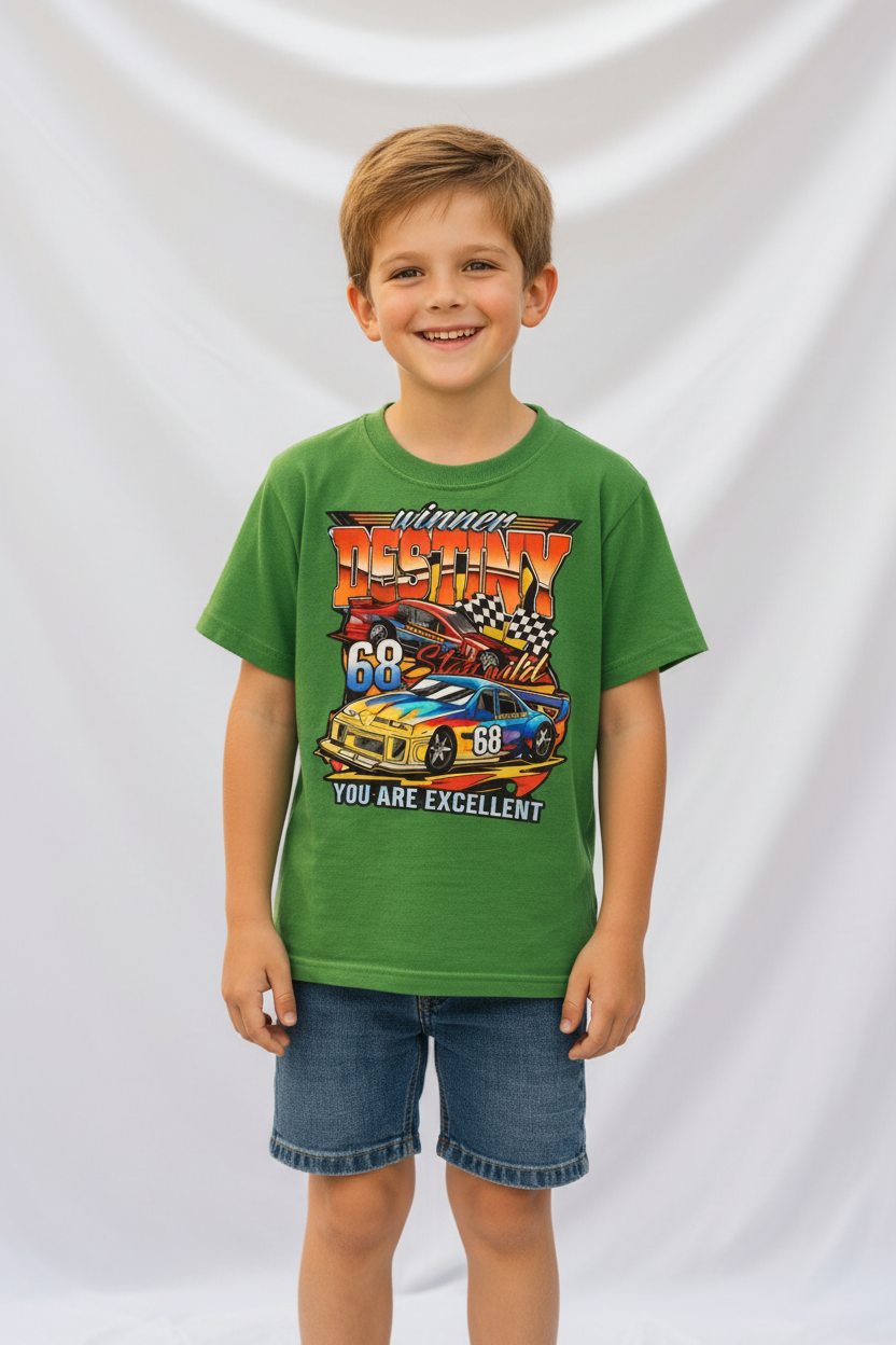 T-shirt Voiture de Course -Vert