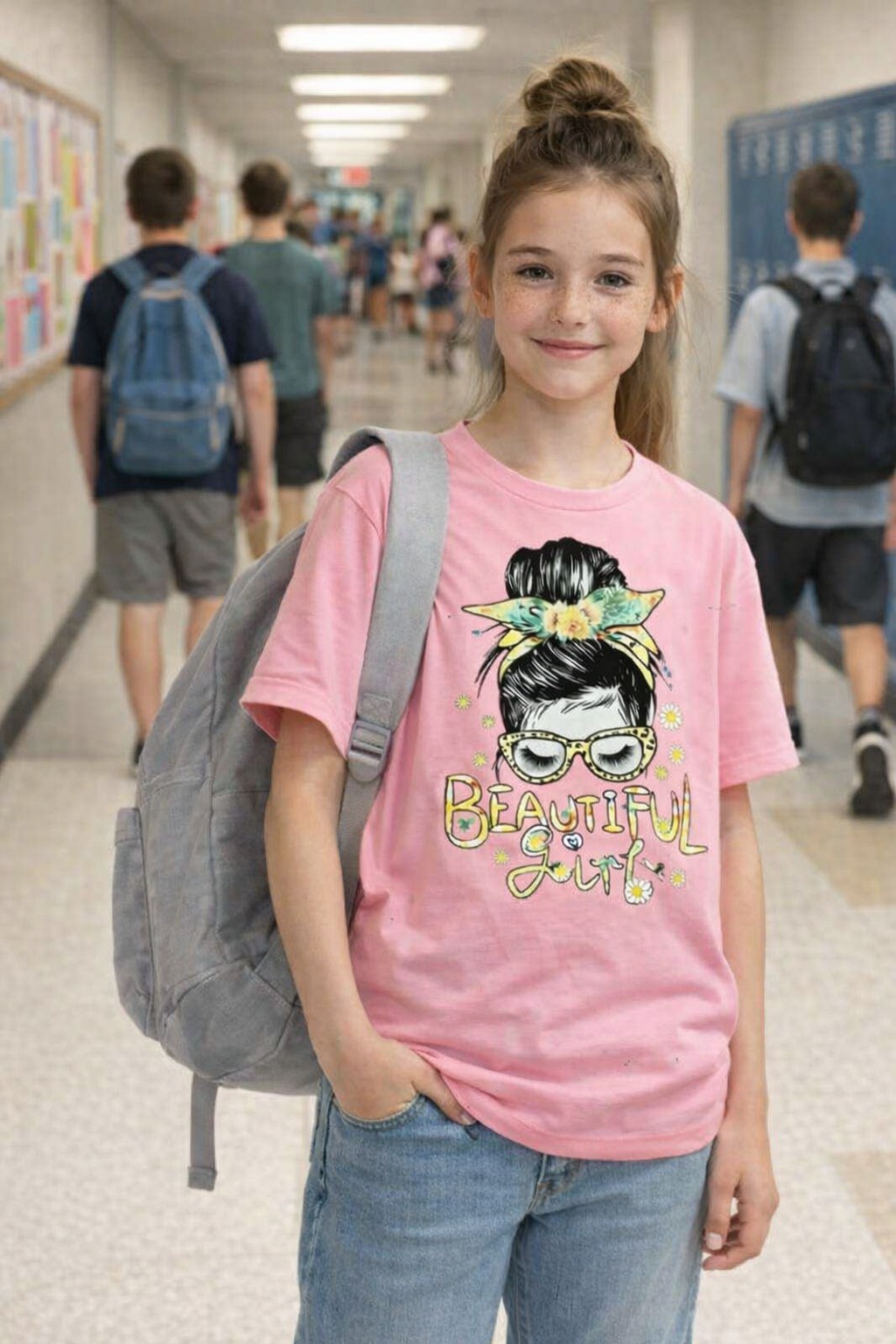 T-Shirt Beautiful Girl - Rose