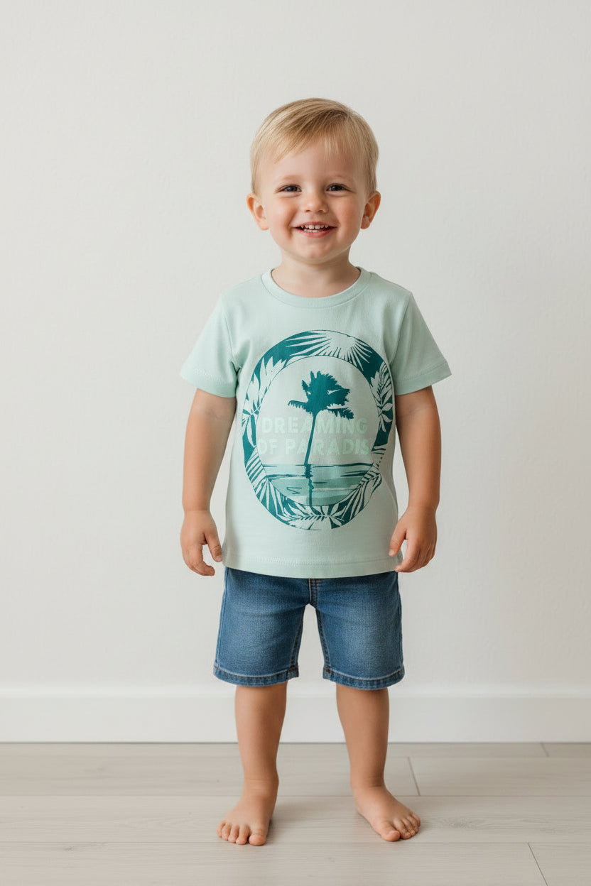 T-shirt turquoise dreaming of paradis