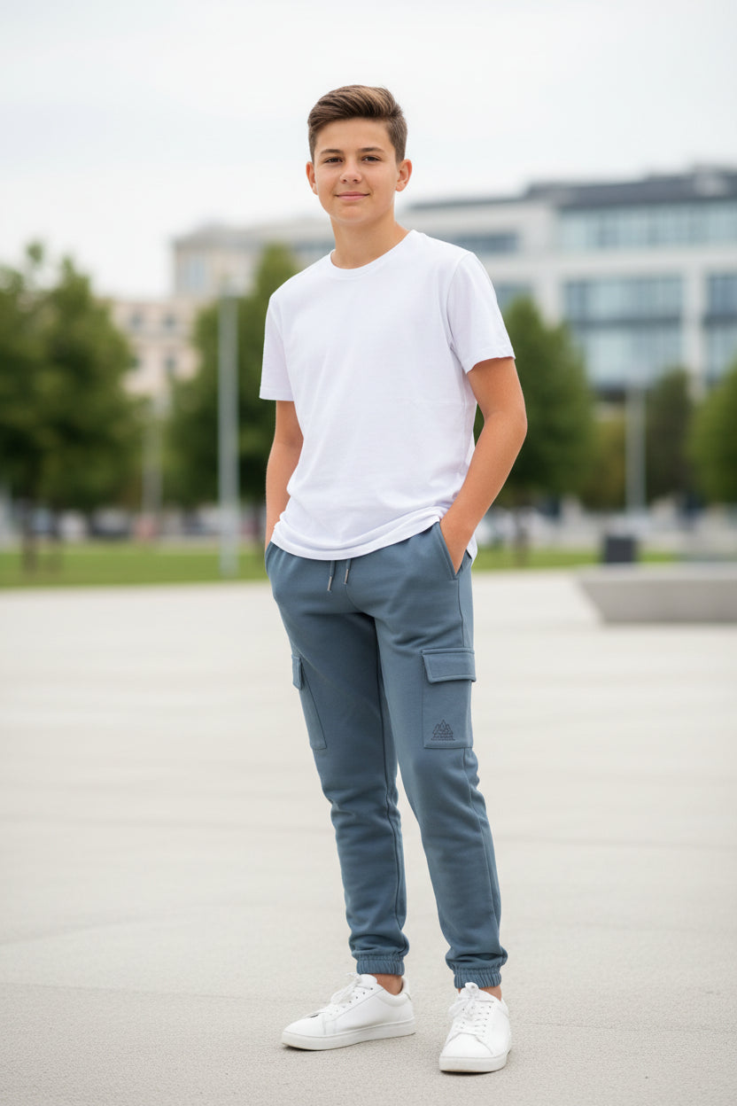 Jogger bleu acier Ă poches cargo