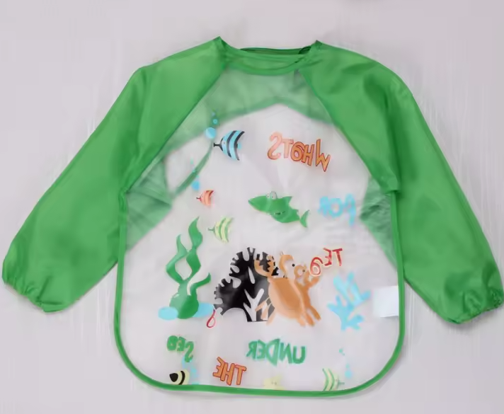 Bavoirs imperméables à manches longues pour tout-petits - Modèle sous locéan/ Vert
