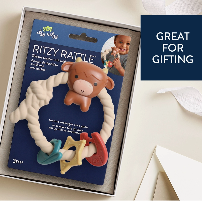 Hochets de dentition en silicone Ritzy Rattle - Modèle Vache Highland