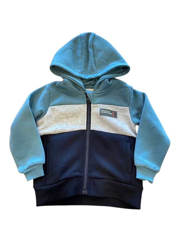 Veste Bloc de couleur turquoise, gris et noir
