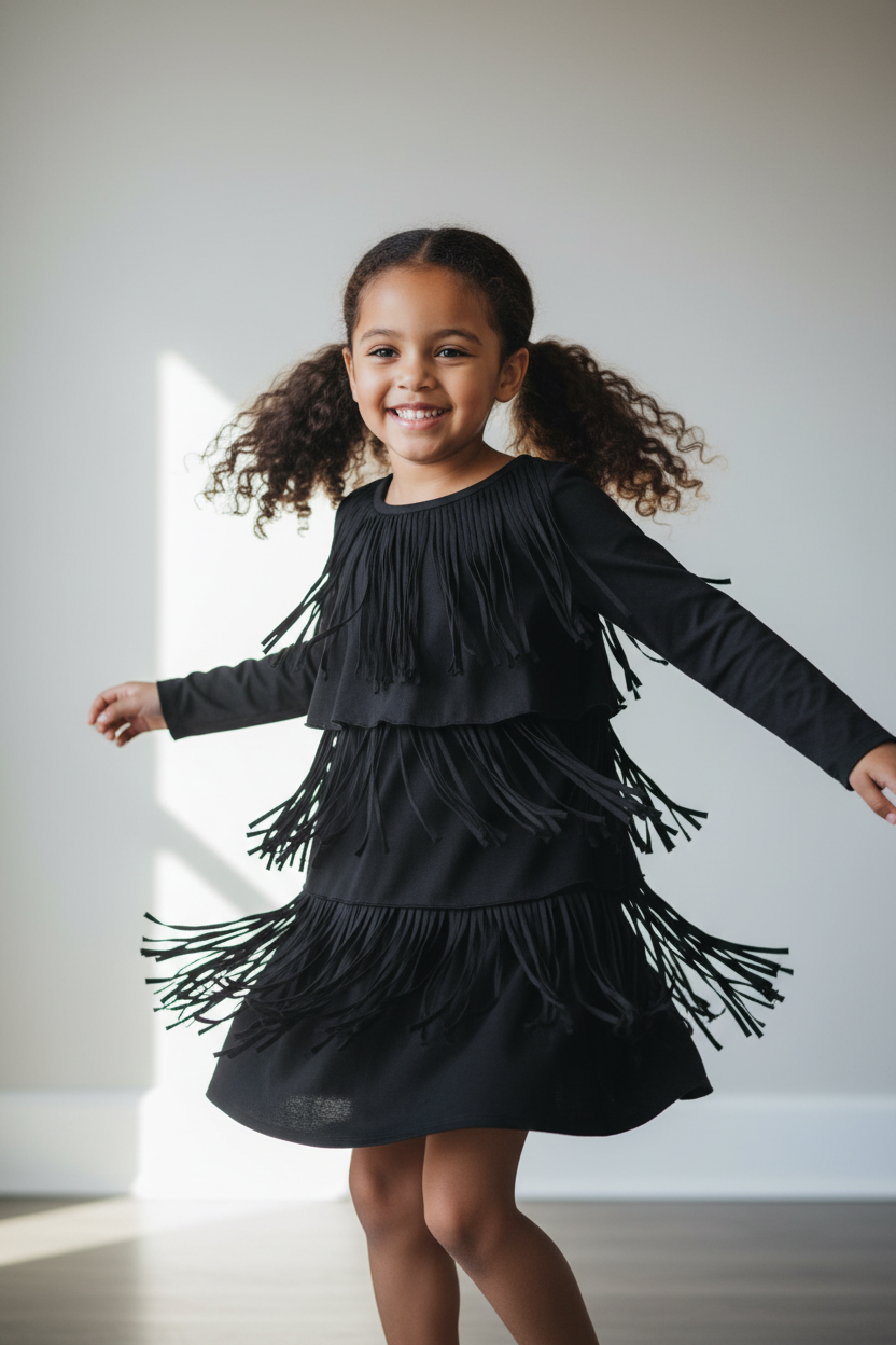Robe noir avec frange