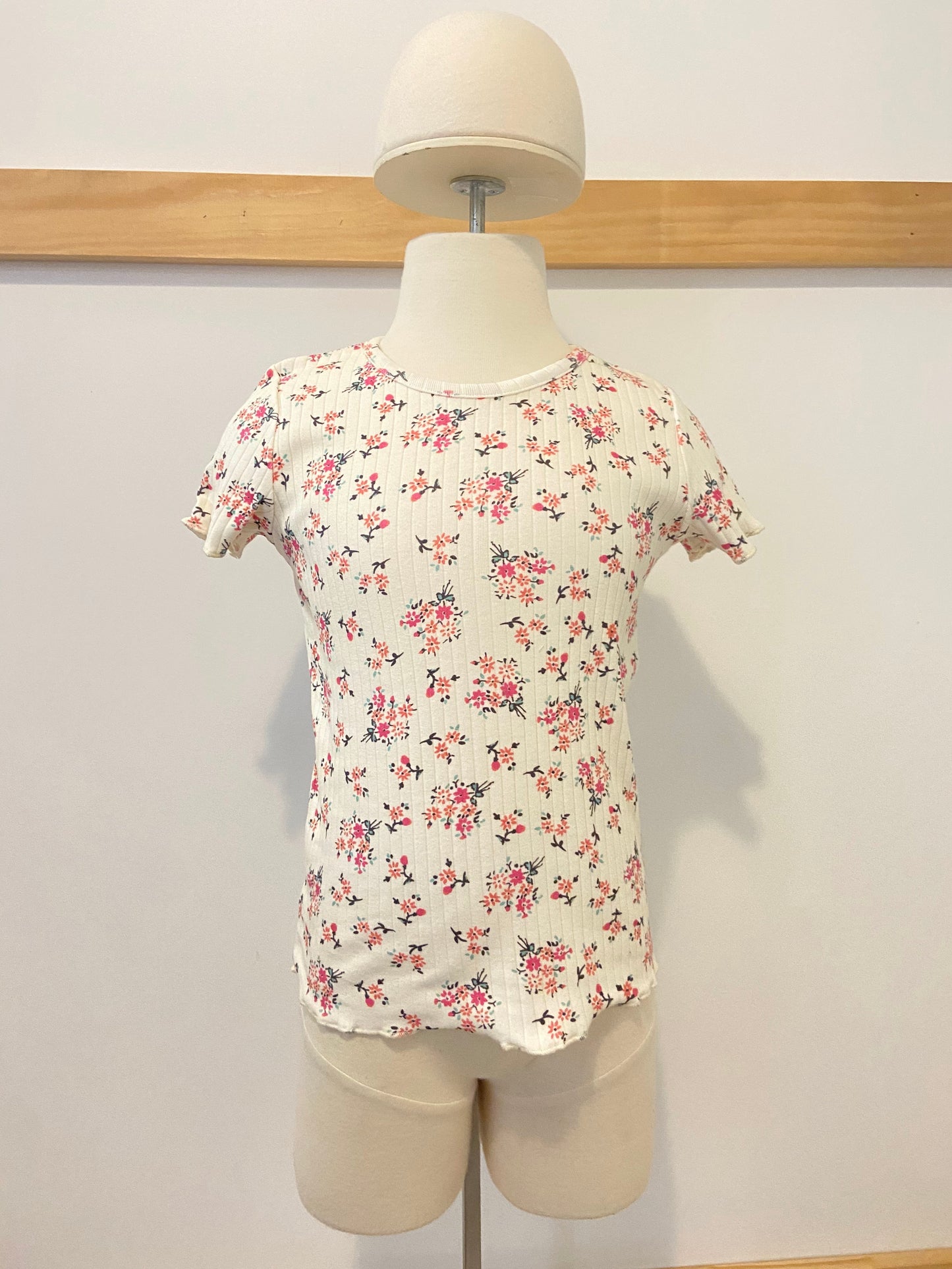 T-shirt côtelé fleuri