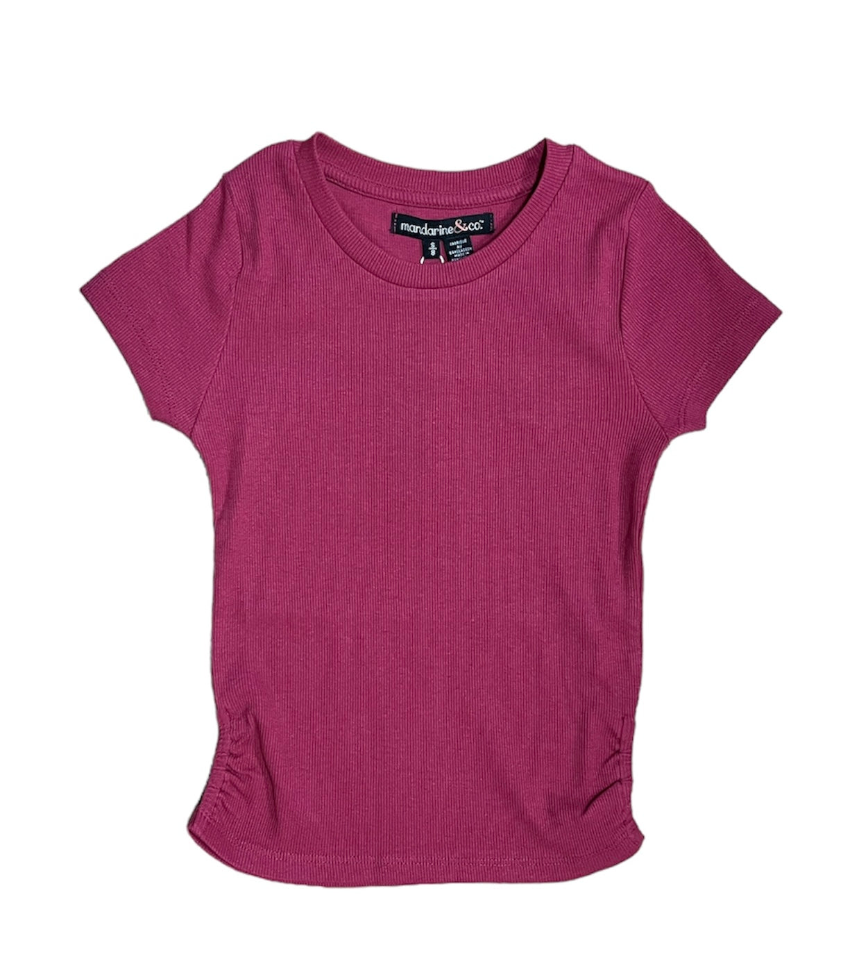 T-shirt côtelé uni Framboise