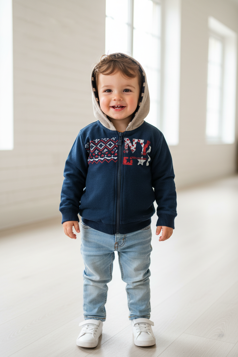 Veste à capuche “NY” bleu marine