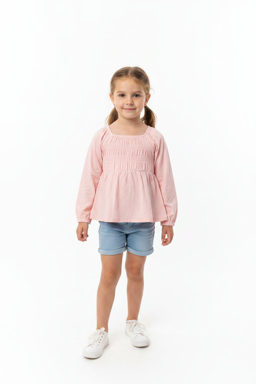 Chandail rose à smocks