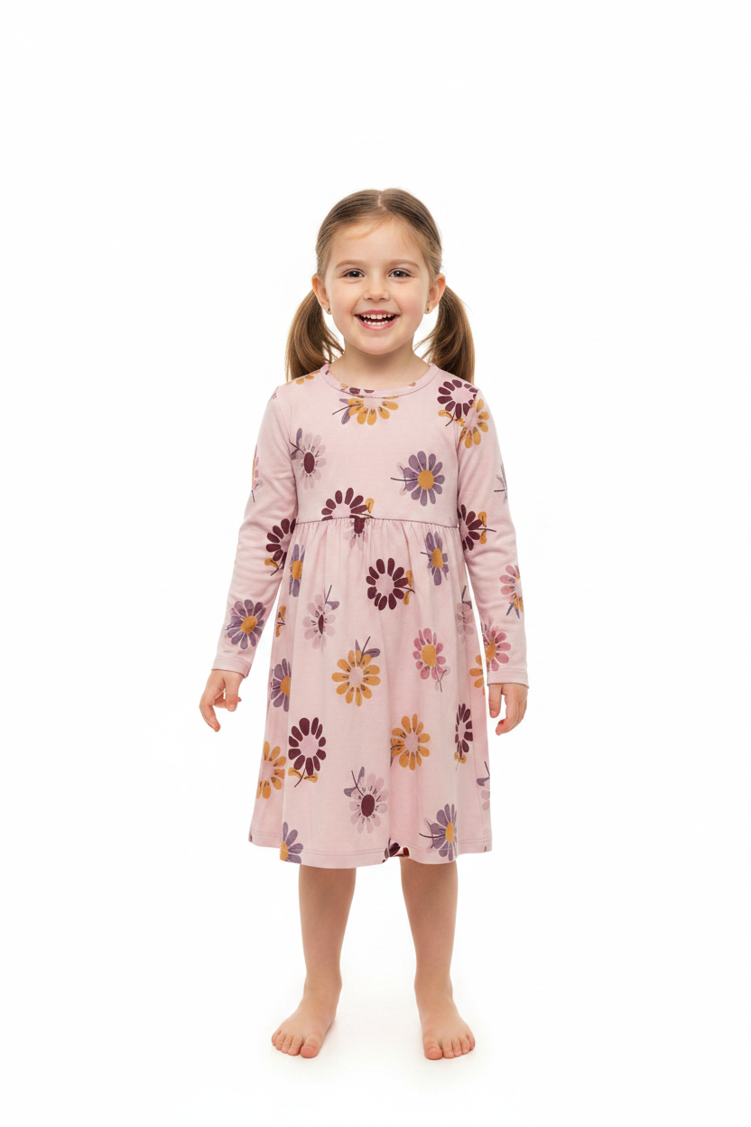 Robe Rose avec Fleurs automnale