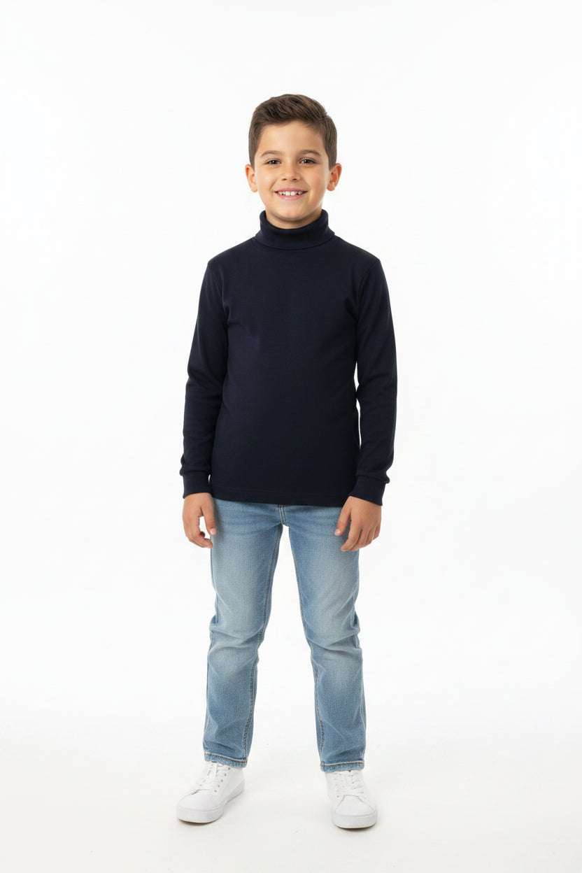 Pull Bleu Marin à Col Roulé