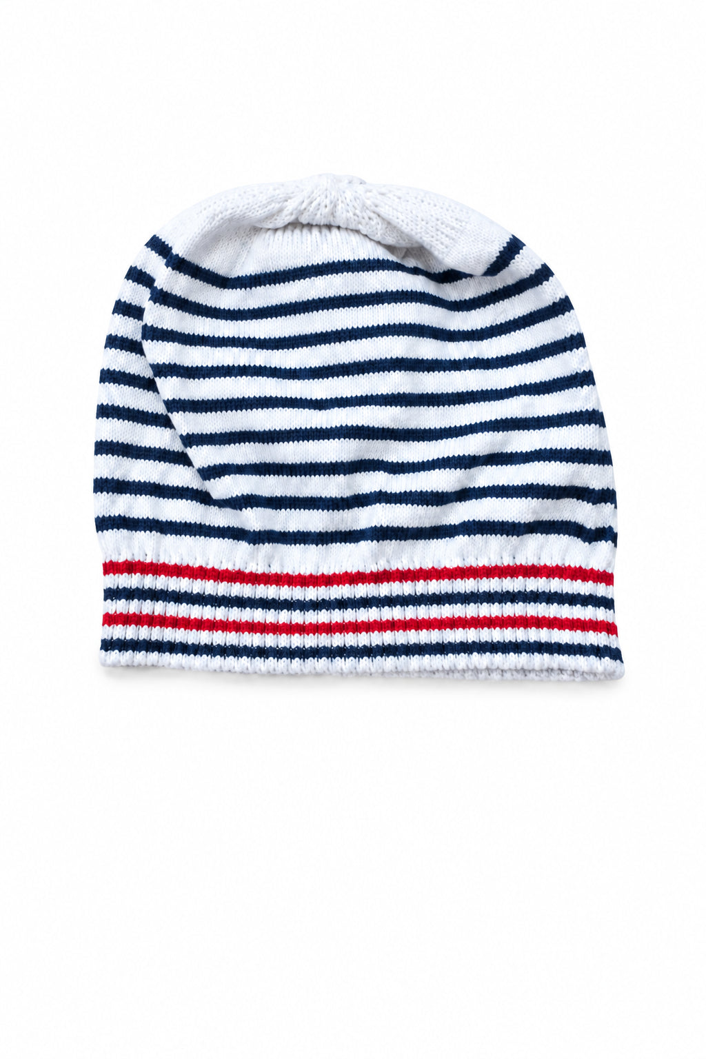 Bonnet Rayé Blanc ,Bleu Marin, rouge