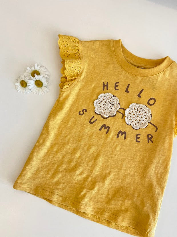T-shirt jaune imprimé Lunette