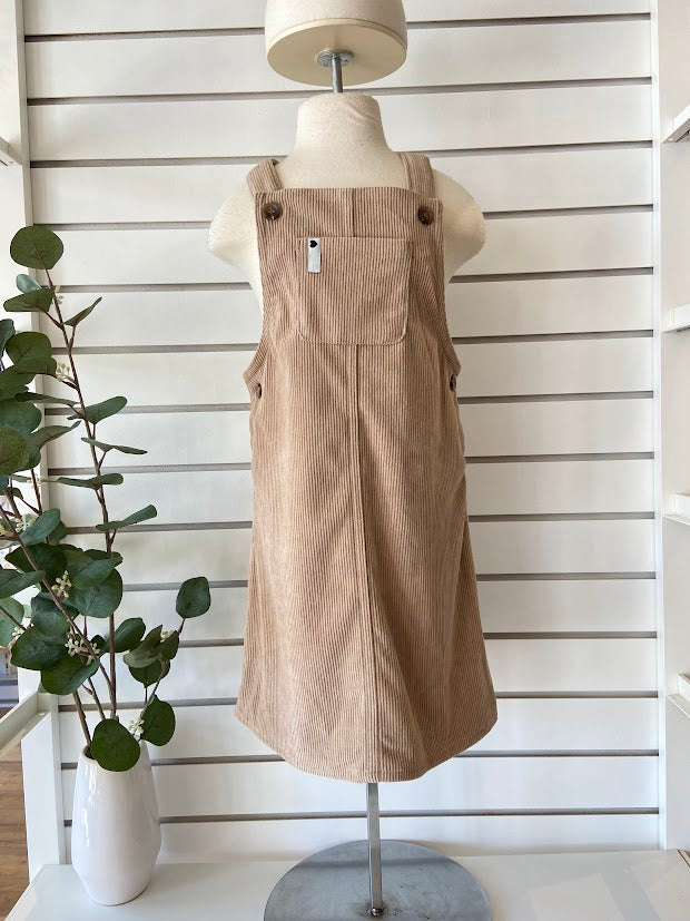 Robe salopette en corduroy beige