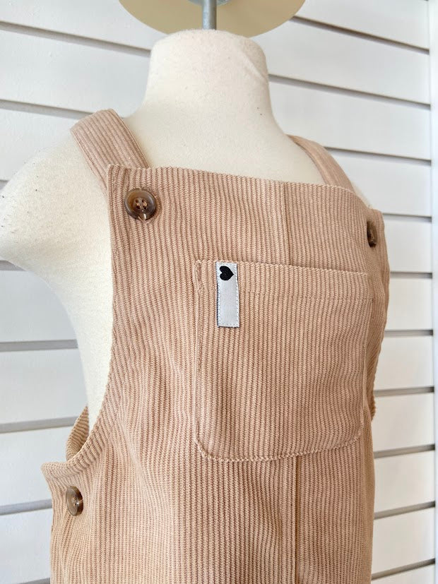 Robe salopette en corduroy beige