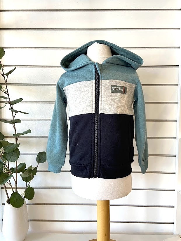 Veste Bloc de couleur turquoise, gris et noir