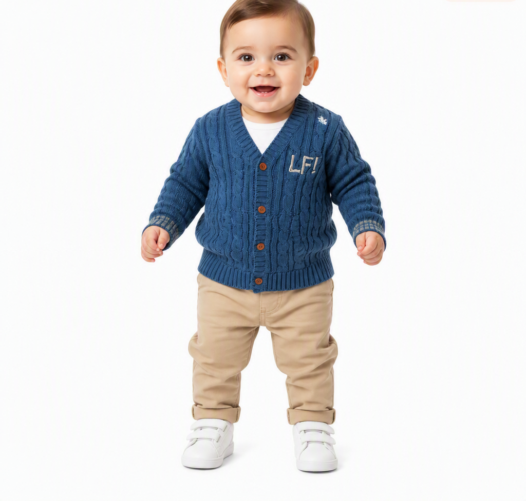 Veste tricotée bleue