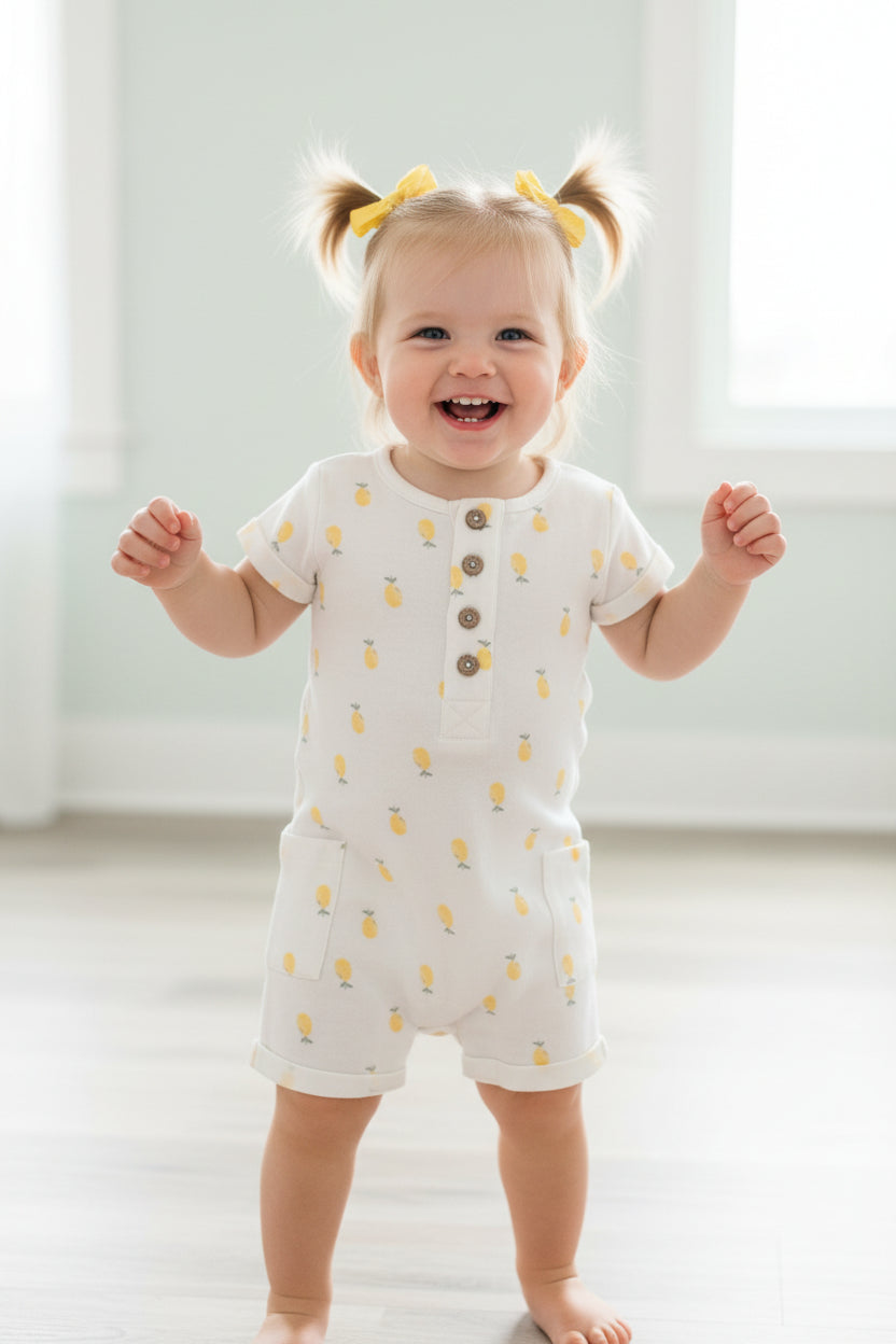 Barboteuse en coton bio | Citrons