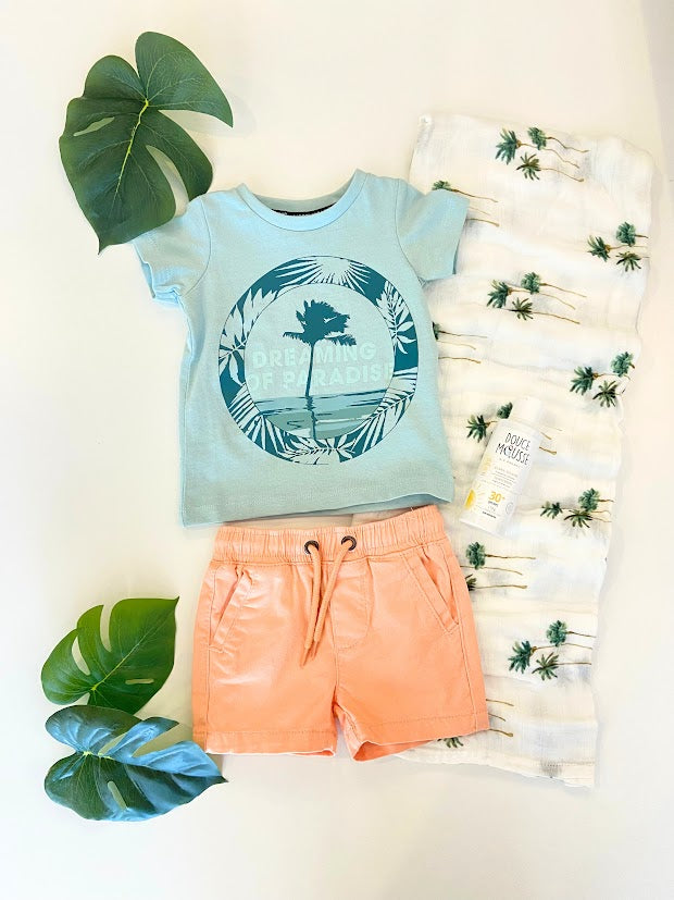 T-shirt turquoise dreaming of paradis
