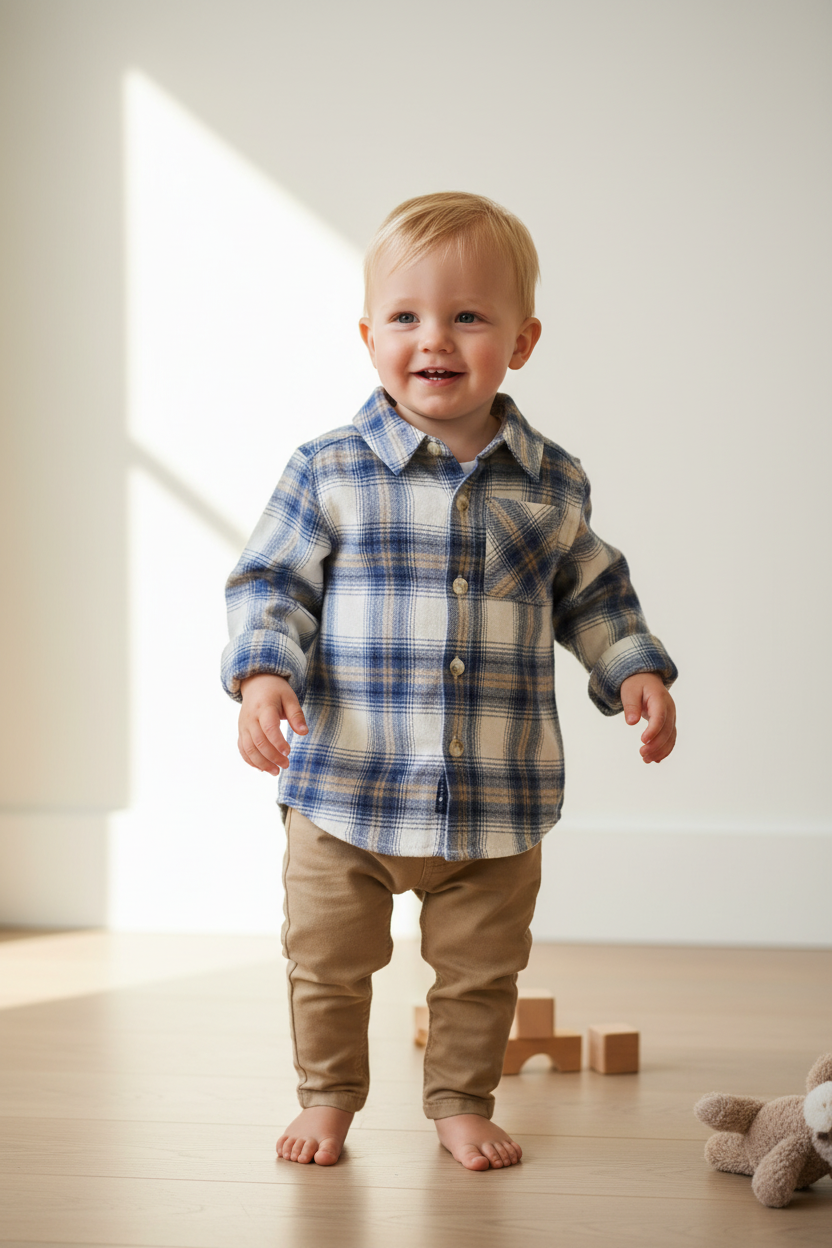 Chemise à carreaux bleu