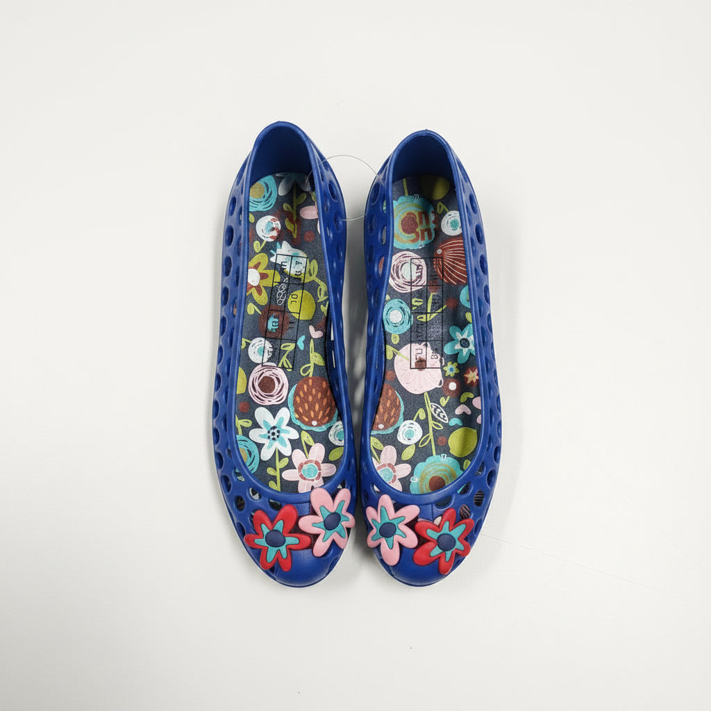 Sandales jelly bleu marine – fleurs colorées 🌸