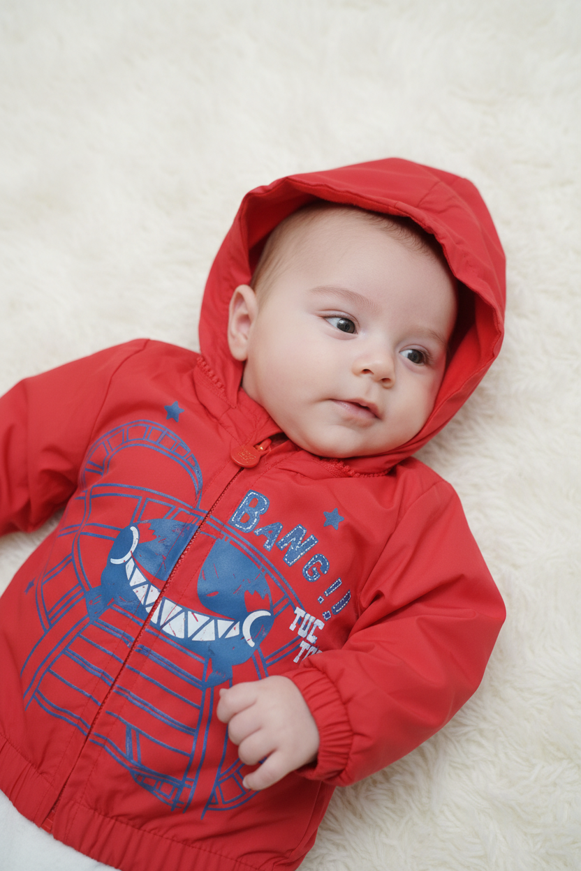Manteau de pluie rouge- voiture aux manèges