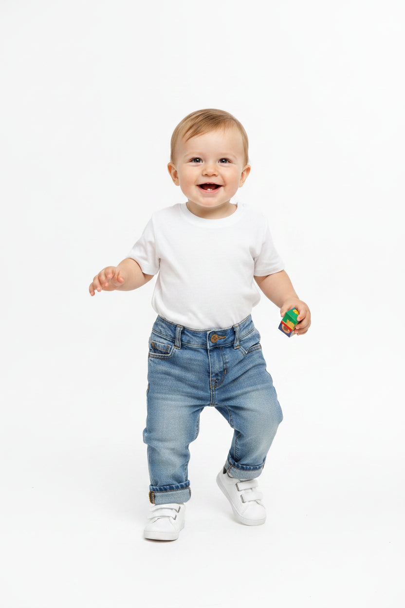 Jeans effet griffé discrete