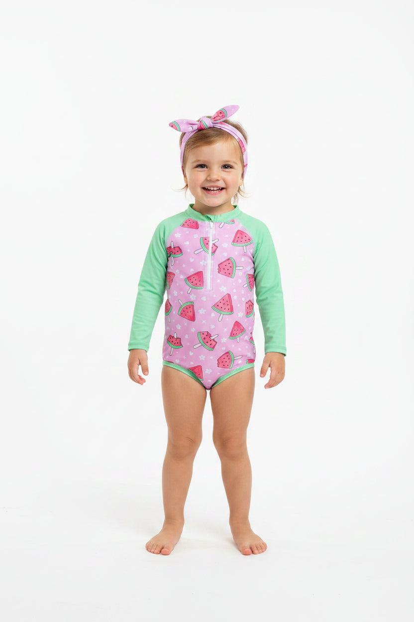 Maillot de Bain Protection UV Melon d'Eau + Ruban a cheveux