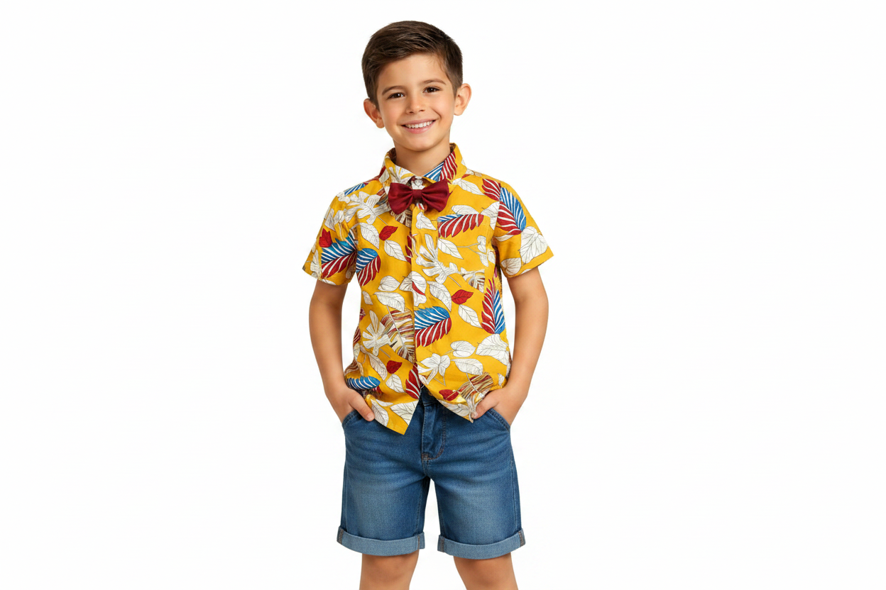 Chemise Tropicale avec Noeuf Papllion